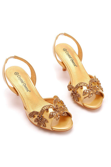 Zapatos de boda dorados punta puntiaguda de moda elegantes zapatos de tacón formales para vestidos